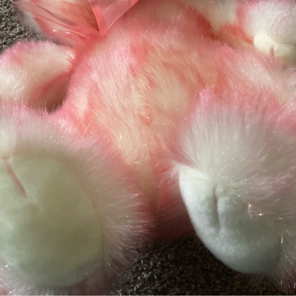 Vintage Russ Taffie Sparkly Pink Teddy Bear Bow‎ LARGE 12" Sitting Cream NWT - Picture 3 of 5
